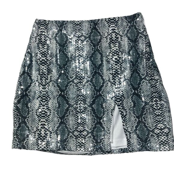 Endless Rose Skirt Snake Print Sequins Women's‎ Size Small Zip Sexy Front slit - Picture 1 of 8